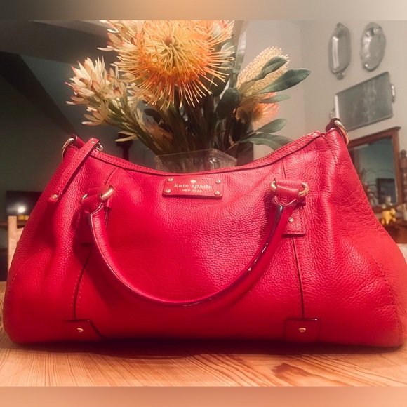 kate spade Handbags - kate spade Red Pebbled Leather Satchel Bag with Gold Hardware